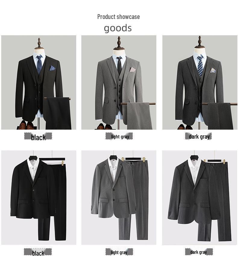 Groom's Slim Fit Dark Gray Wedding Suit Set for Best Man