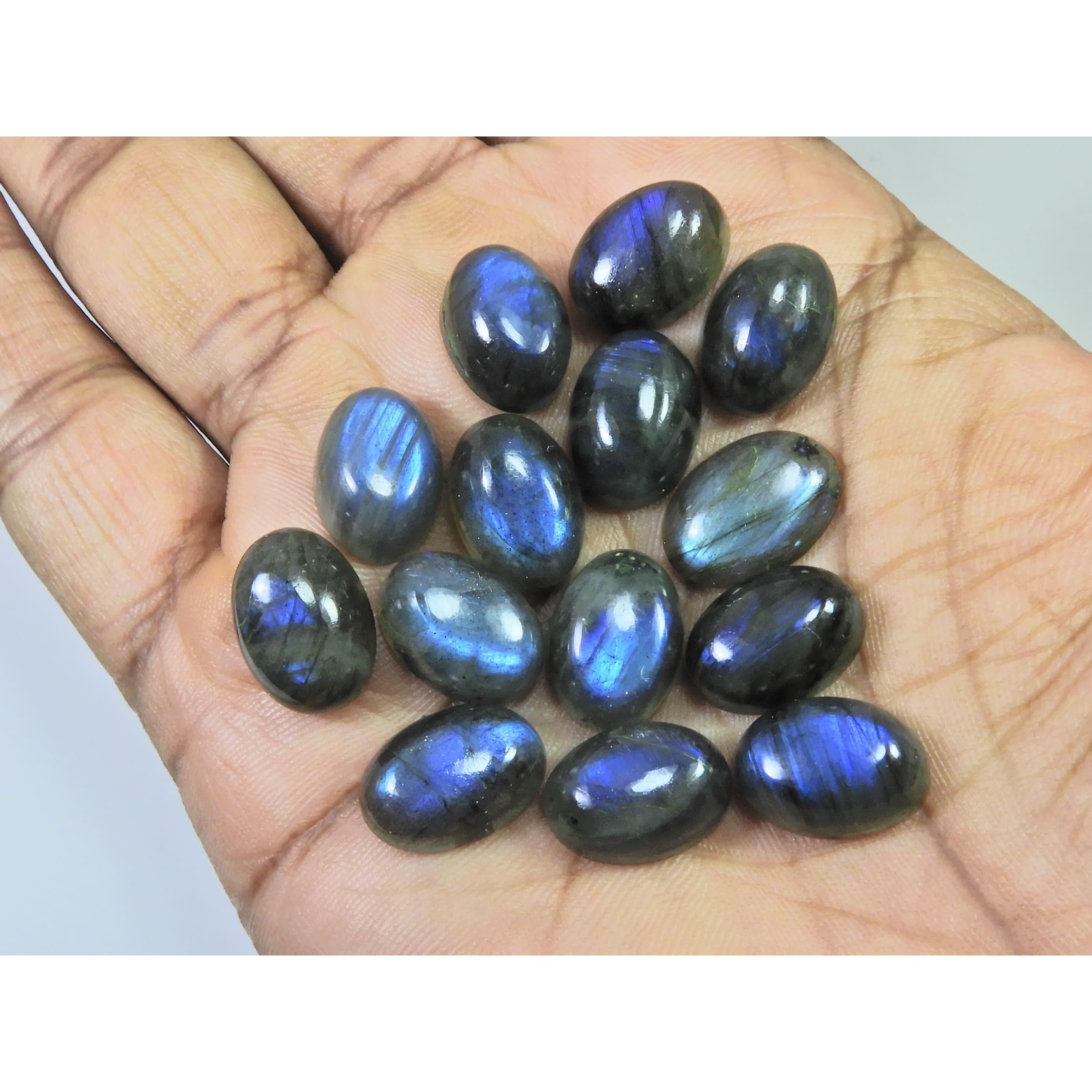 10X14MM Natural Labradorite Blue Fire Oval Cabochon Loose Gemstone 14Pcs Lot C-1071