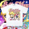 Summer 2026 Sailor Moon Hare Double Form Retro Street Trend 100 Cotton Printed Tshirt for Unisex and Womens Parent Tops