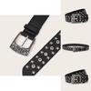 Punk Rock Pu-Ledergürtel Mit Nieten Und Sternkompass-Design Für Modebegeisterte
