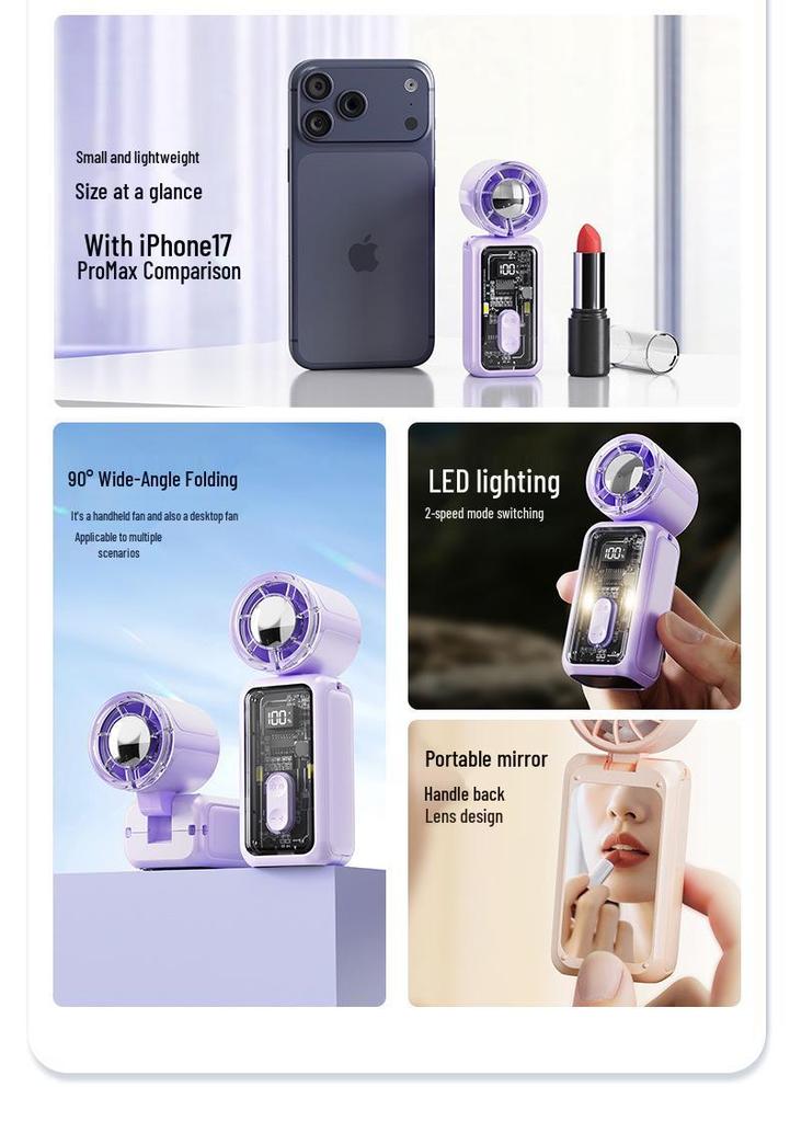 K688 Mini USB Handheld Fan - Portable, High-Speed, Strong Wind, Compact Steel Cannon Design