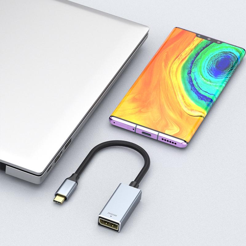 USB 3.1 to DP Cable Type C To Displayport 8K@60Hz DP 1.4 Braid Cable 4K 144Hz HDR USB C Display Port Video Adapter for MacBook