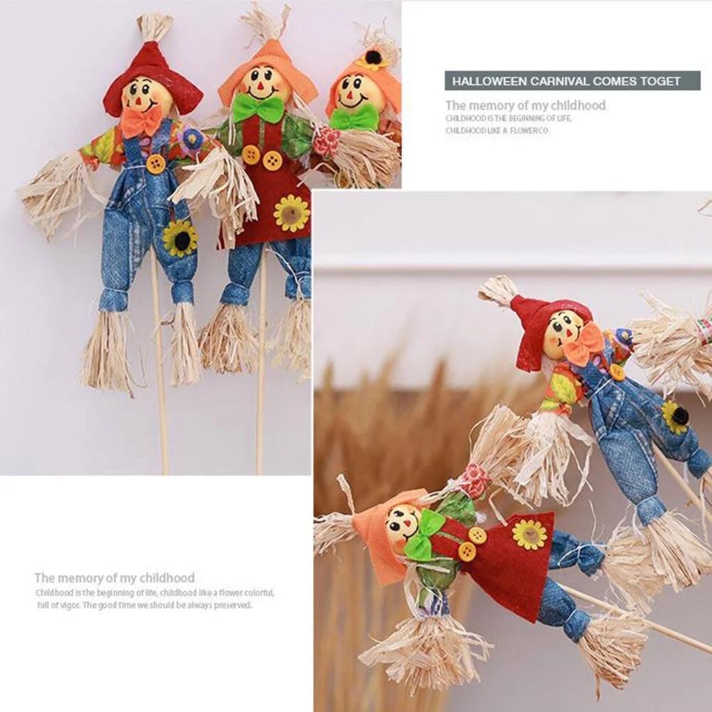 4pcs Halloween Decoration Scarecrow Cute Rural Small Scarecrow Party Ornaments Props