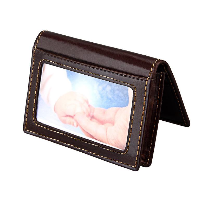 Genuine Leather Card Holder RFID Blocking Top Layer Cowhide ID Case Vintage High Capacity Unisex