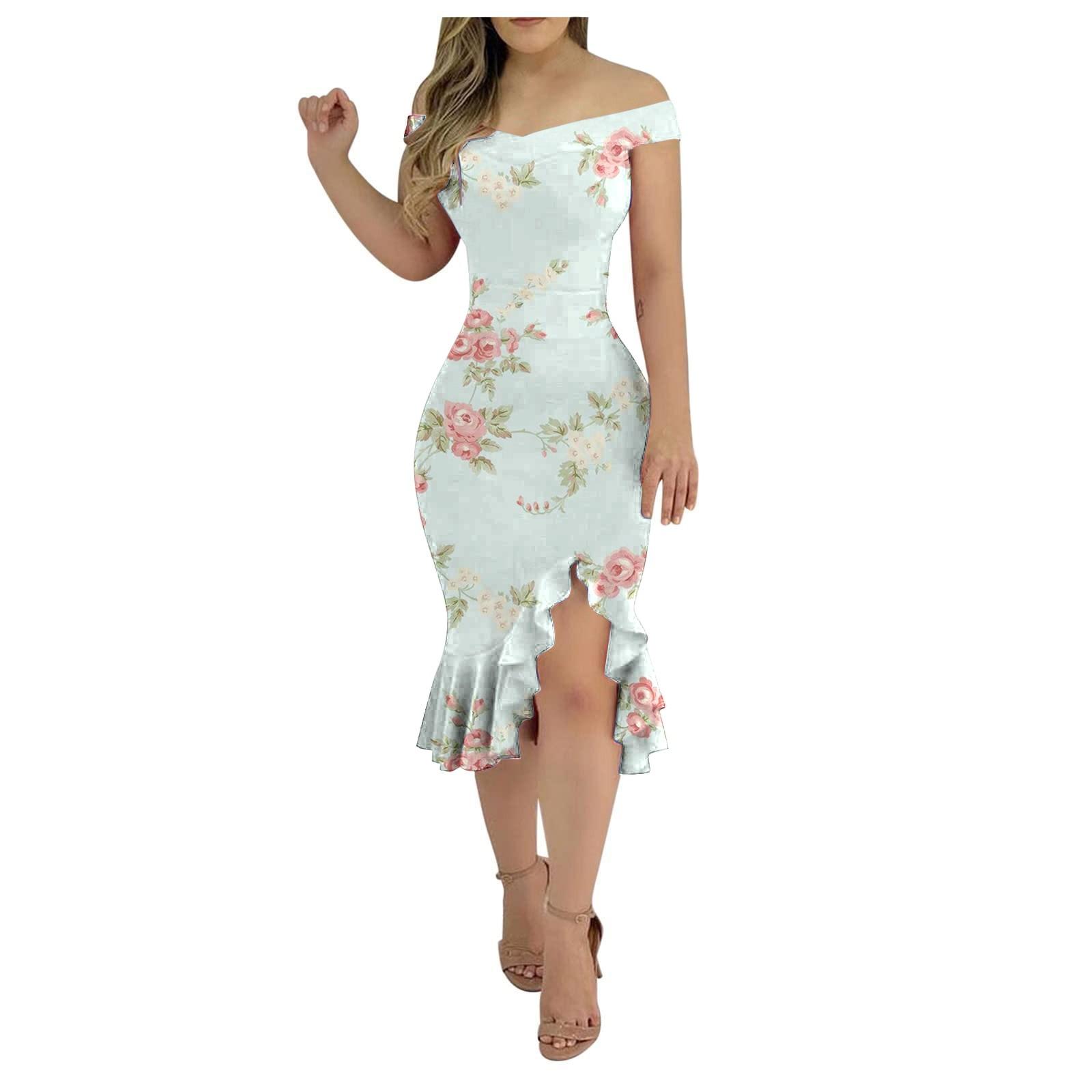 Женское сексуальное свободное простое платье миди с открытыми плечами и открытой спиной — фото 3