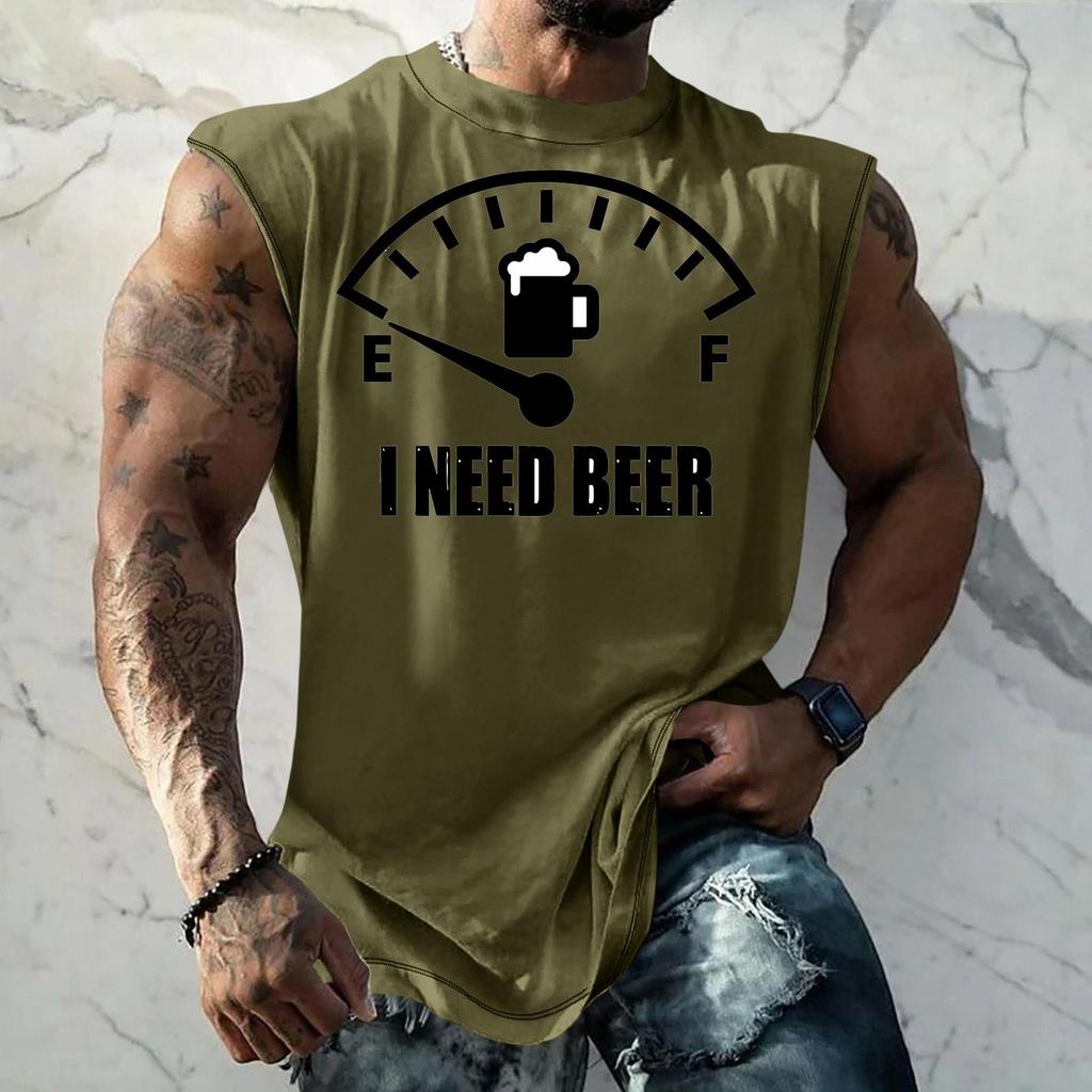 Men's Loose Fit Sleeveless Tank Top Casual Streetwear Printed Muscle Shirt Summer Outdoor Sportswear