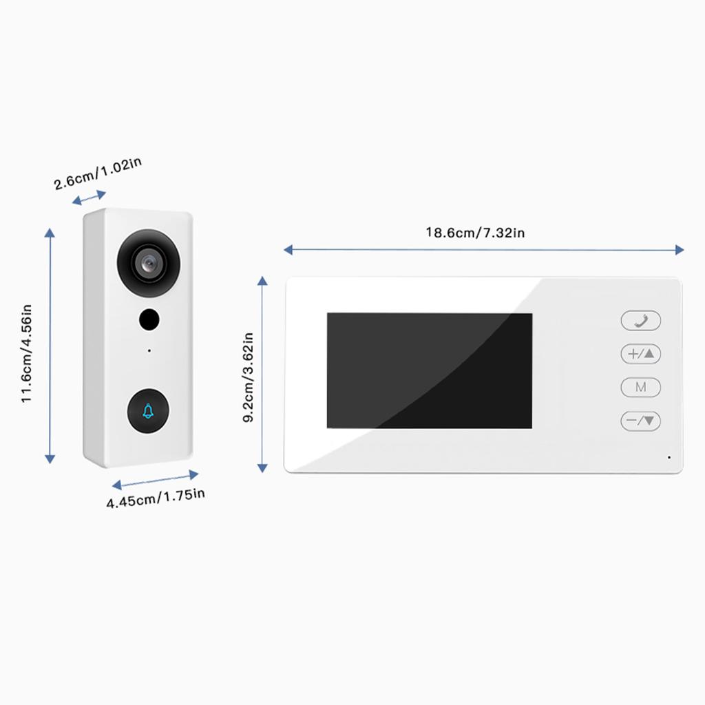2.4G Wireless Video Doorbell Camera with Display Screen 4.3 Inch IPS Screen Video Door Phone Camera Kits Night Viewing