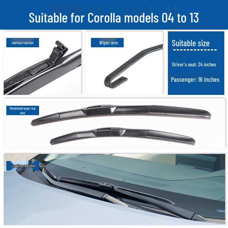 Compatible Front Wiper Blade for 2013 Toyota Corolla, Frameless 13/07 (Replaces Old 10/11 Version).