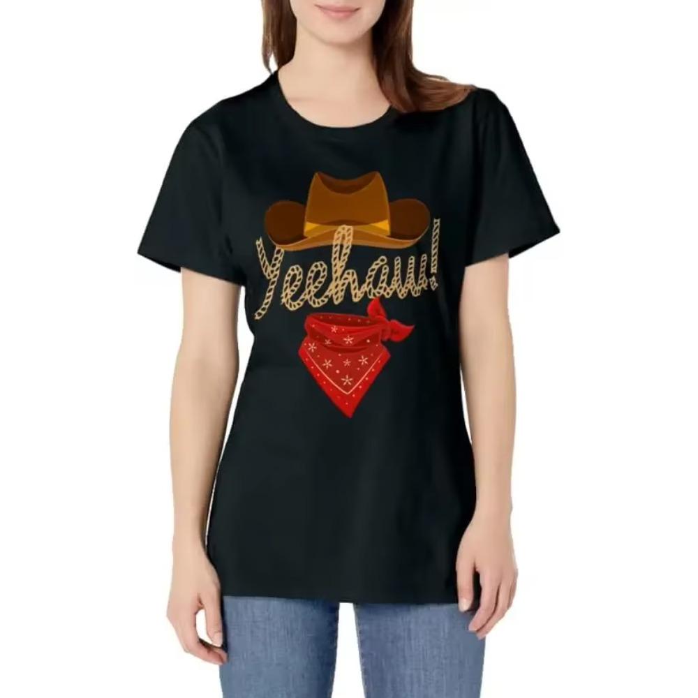 2024 Summer Tops Yeehaw Western Country Howdy Southern Cowboy Yee Haw Vintage T-Shirt
