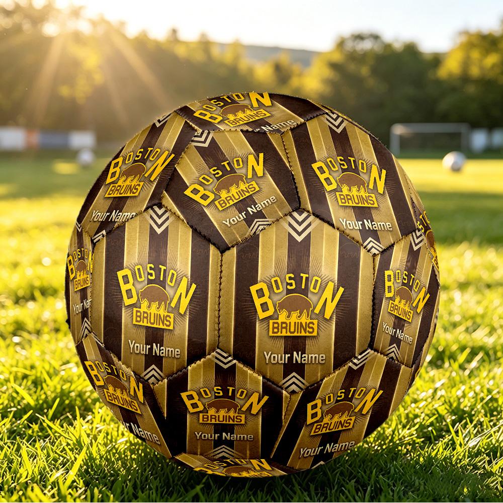 Boston Bruins Size 5 Football, Custom Name Text Personalized Soccer Ball Sport Training Gift