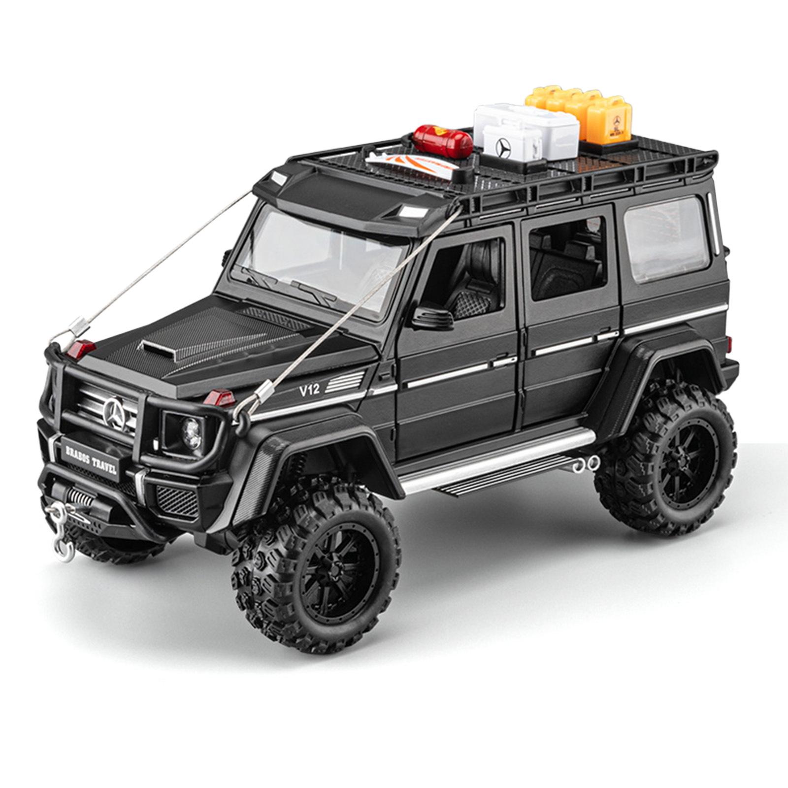 

Литой 1/24 Mercedes-Benz G550 4X4 Модифицированная версия Внедорожник Звук и свет Инерционный Детские игрушки Коллекция Подарочная коробка чёрный