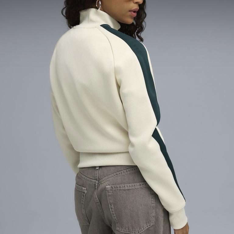 Puma T7 Always On Short Track Logo Stand Collar Zip Long Sleeve Raglan Short Double Zip Jacket Women Jacket White 631965-92
