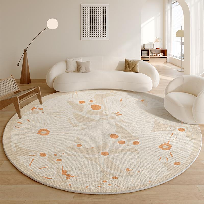 Minimalist Living Room Decoration Round Carpet Large Area Anti-slip Lounge Rug French Style Rugs for Bedroom Thick Washable Mat