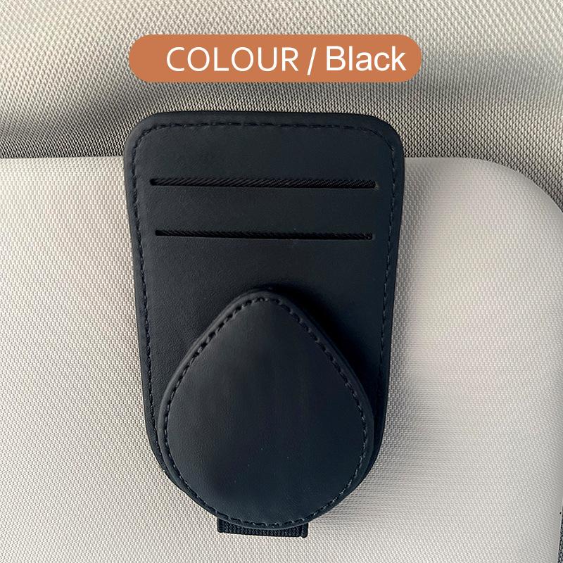 Car Sunglasses Holder Clip Universal Auto Sun Visor Eyeglass Hanger Cards Glasses Storage Bracket Leather Interior Accessories