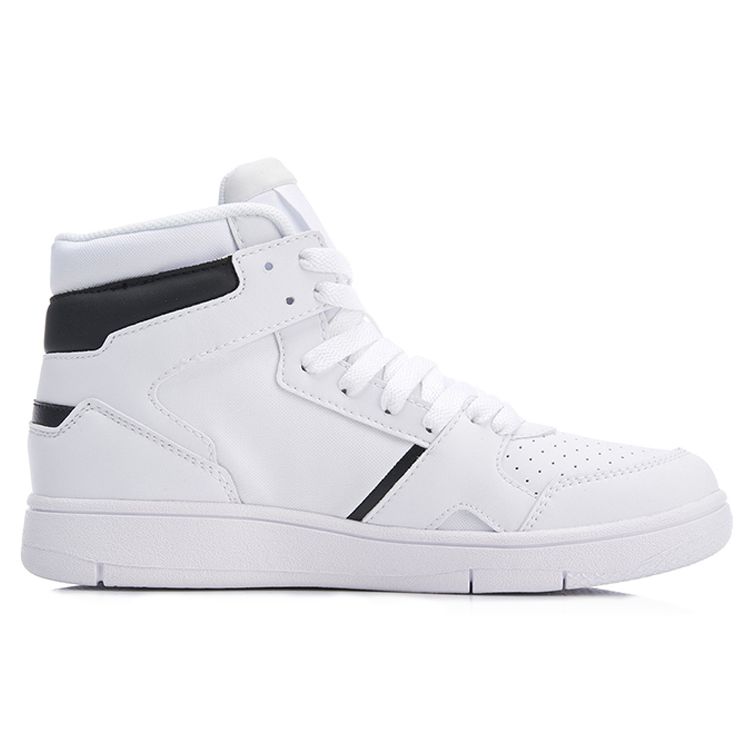 Li Ning Non-Slip Wear-Resistant Lightweight High-Top Skate Shoes Women Sneakers White Black AGCN358-3