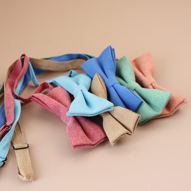 New Cotton Bow tie Kids Bow ties Boy Girls Bow knot Adult Solid Color Bow Ties Cravats Party Bowties For Children Gifts