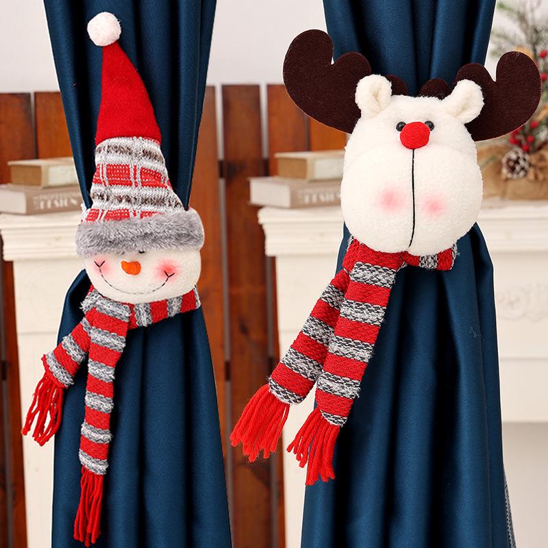 Festive Cartoon Santa Window Curtain Bands for Christmas Decoration