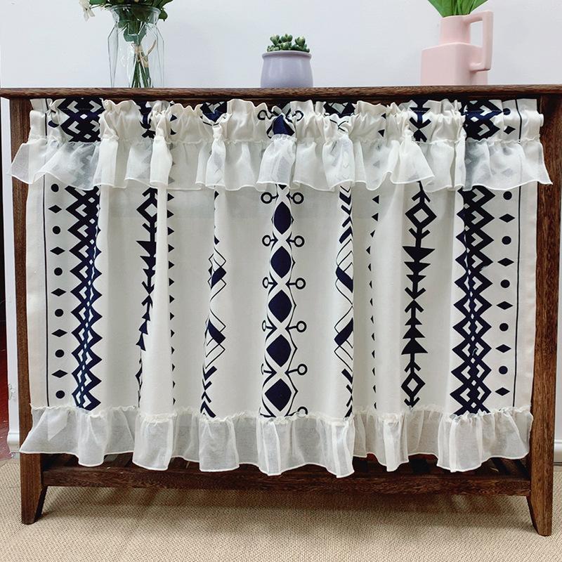 Perdea de Cafea Boemă Perdea Scurtă Perdea Jumătate Fără Găurire Perdea de Ușă Strat Dublu Pânză de In cu Dantelă Plasă de Fereastră Perdea Lot