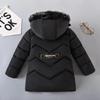 Boys' Winter 2024 Mid-Length Cotton Coat: Korean Style, Thickened, Fleece-Lined, Big Fur Collar, for Small and Medium Children.
