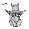 Cat Wall Art Acrylic Hanging Pendant with Chain, Animal Ornament for Window Light Translucent Decor, Cute Lover Gift Home Room Decoration Decor