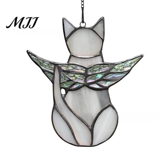 Cat Wall Art Acrylic Hanging Pendant with Chain, Animal Ornament for Window Light Translucent Decor, Cute Lover Gift Home Room Decoration Decor