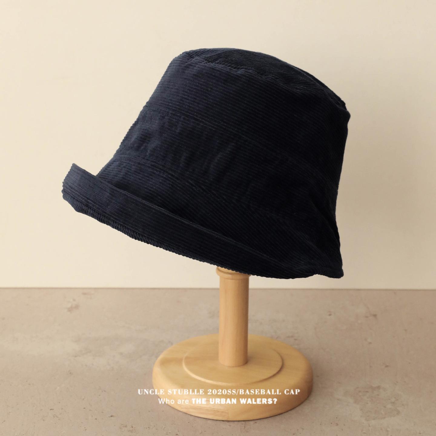

Fisherman s Hat Retro and Artistic Corduroy Face Enhancing Small Basin Hat Japanese Style Casual and Versatile Hat with A Large Brim adjustable