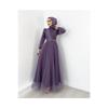 Shoulder Stone Embroidered Hijab Evening Dress Organza Tulle Sash Detailed Design Fashion Wedding Elegance  Saks