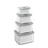 Fruit Storage Containers, Refrigerator Organizers And Storage With Removable Drain Baskets, Lids,