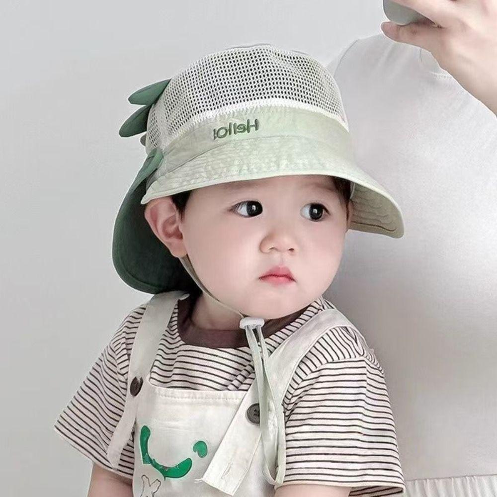 Mesh Summer Kid Sunhat Quick-dry Children's Fisherman Hat Cute Cartoon Animal Bucket Hat  Boy