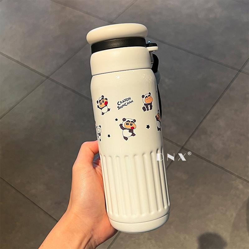 Crayon Small New Large Capacity Stainless Steel Thermos Cup Cartoon Student Sippy Cup Couples Cup Birthday Gift for Men and Women