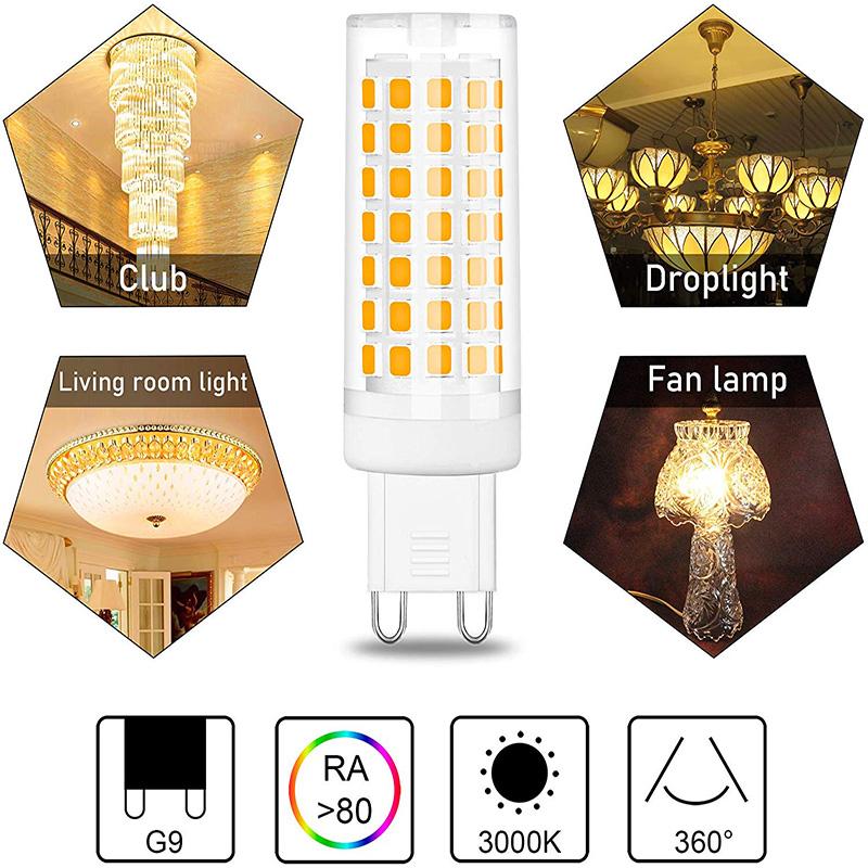 10 ks stmívatelná LED žárovka G9 6W AC220V bez blikání 88×SMD2835 690LM G9 kapslová lampa pro lustrNáhrada 70W halogenové