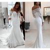 Europäisch-Amerikanische Damenbekleidung Ein Schulter Spitze Langärmeliges Kleid Bodenlang Hochzeitskleid Neuer Stil