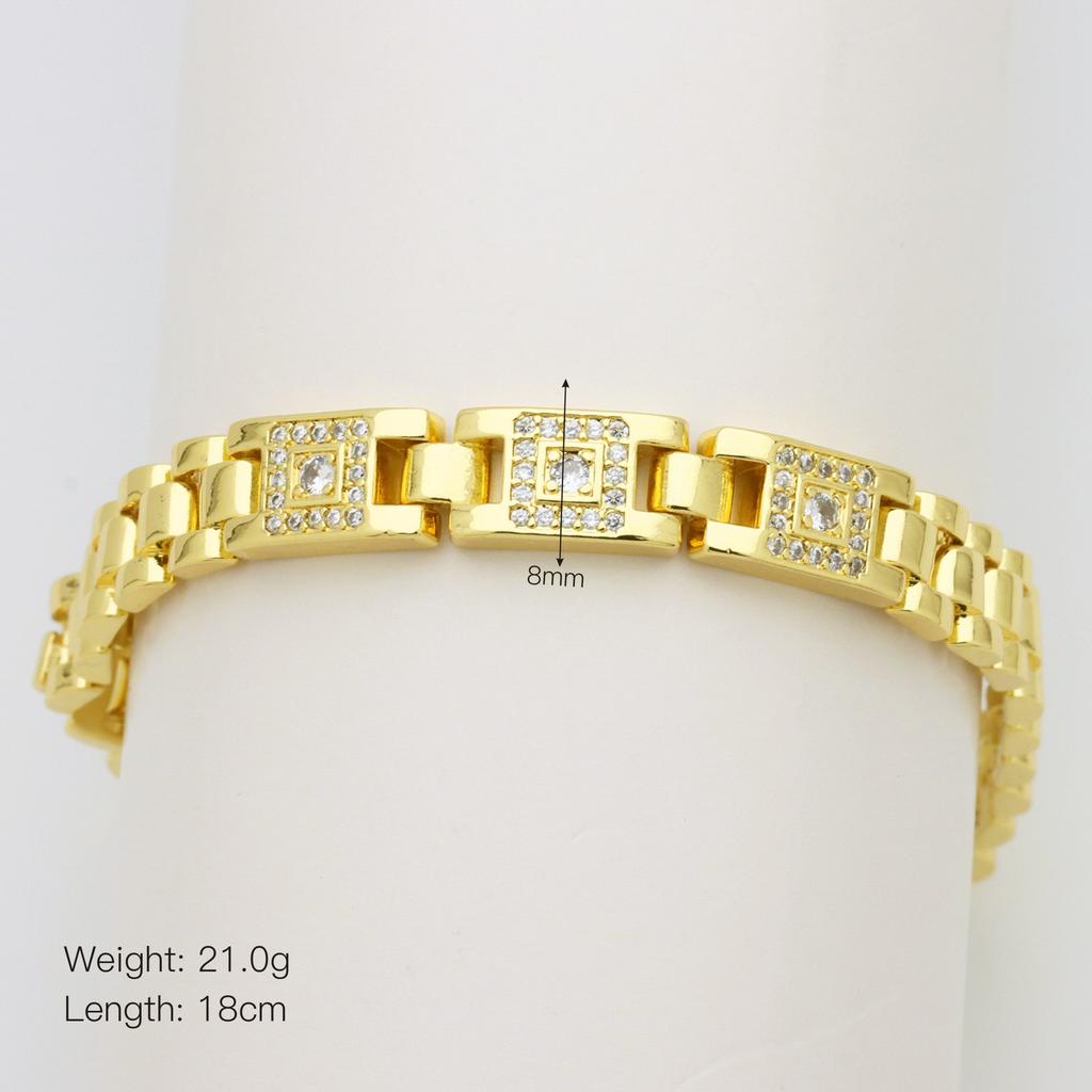Personalized Light Luxury High-End Copper Gold-Plated Hollow Heart-Shaped Love Zircon Pig Nostril Strap Bracelet