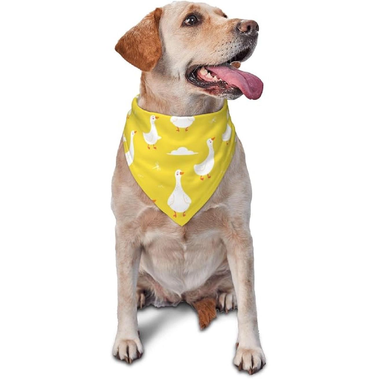 

Unisex Yellow Triangle Dog Bandana Bibs - Modern, Contemporary - Small to Medium Dogs & Cats - Adjustable - All Seasons - Christmas, Thanksgiving, Yellow Walking Geese