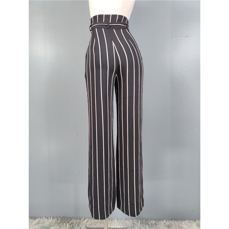 Export Single Autumn New Versatile Fashion Stripes Loose Slim Looking Casual Pants Women's High Waist Loose Pants Elegant Pants