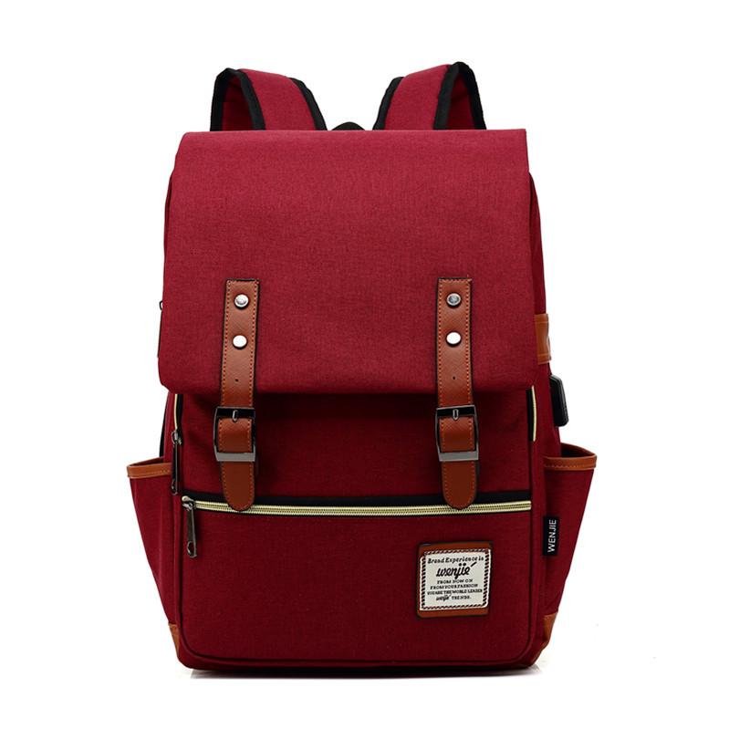Retro Canvas USB Travel Backpack for Men and Women