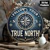 Vintage Compass Rose Wall Art Round 8 Inch Aluminum Sign North Your True Path