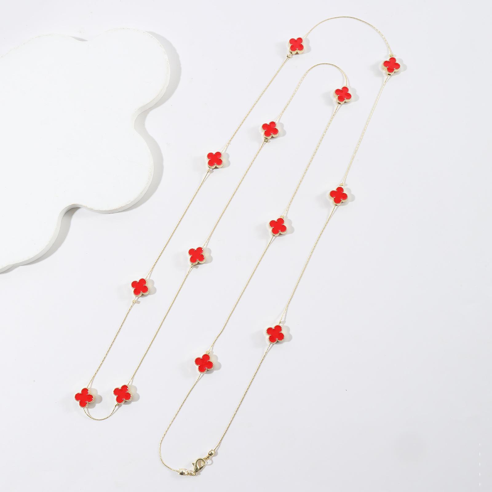 

Многоцветная длинная цепочка-свитер с четырехлистным клевером, можно носить в несколько слоев (130см) - Осень зима