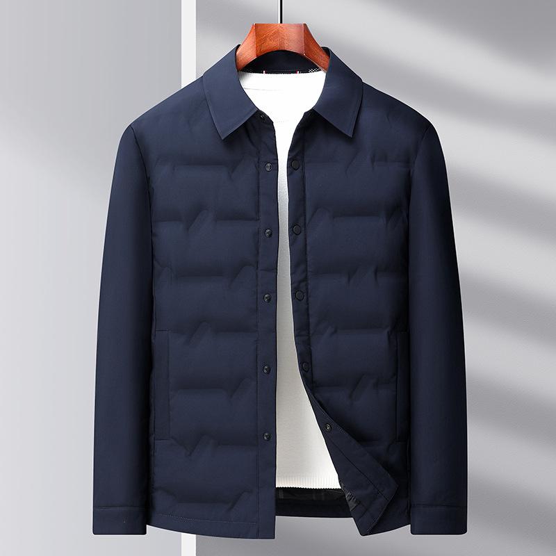Autumn and Winter New Light Down Jacket Men's White Duck Down Business Casual Lapel Thickened Warm Shirt Jacket