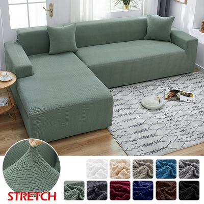 Fundas elásticas para sofá Fundas de punto geométricas para sillón Fundas deslizantes para sofá Protector de silla Set de fundas deslizantes lisas de 1/2/3/4/5 plazas