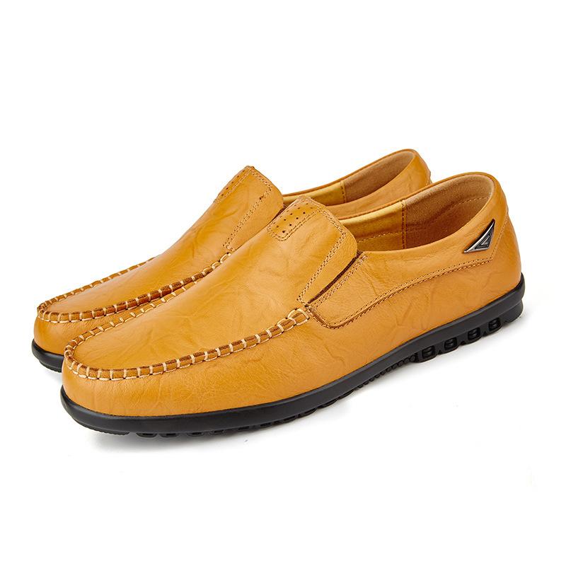 

Весна Осень Новые мужские кожаные туфли Модные кожаные мужские повседневные туфли Мужские дышащие нескользящие черные плоские туфли для отдыха на открытом воздухе Большие размеры 38