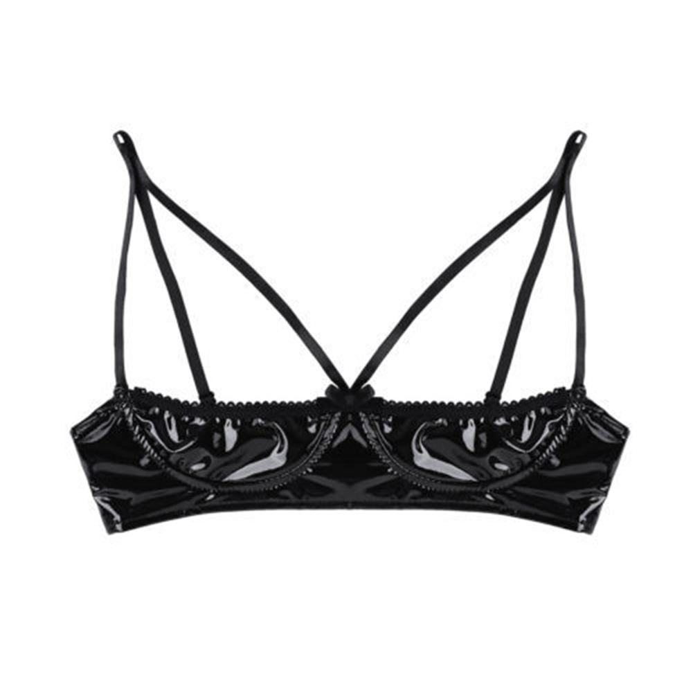 Women\'s Bra Clubwear Lingerie PU Leather Bra Sexy Women Wet Look