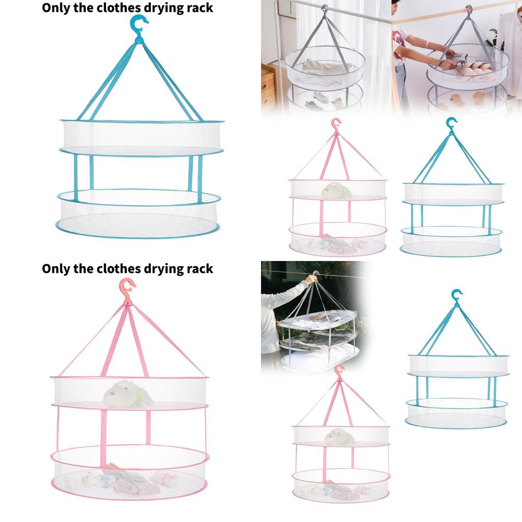 Double Layer Clothes Drying Rack With Telescopic Frame For Indoor Outdoor Laundry