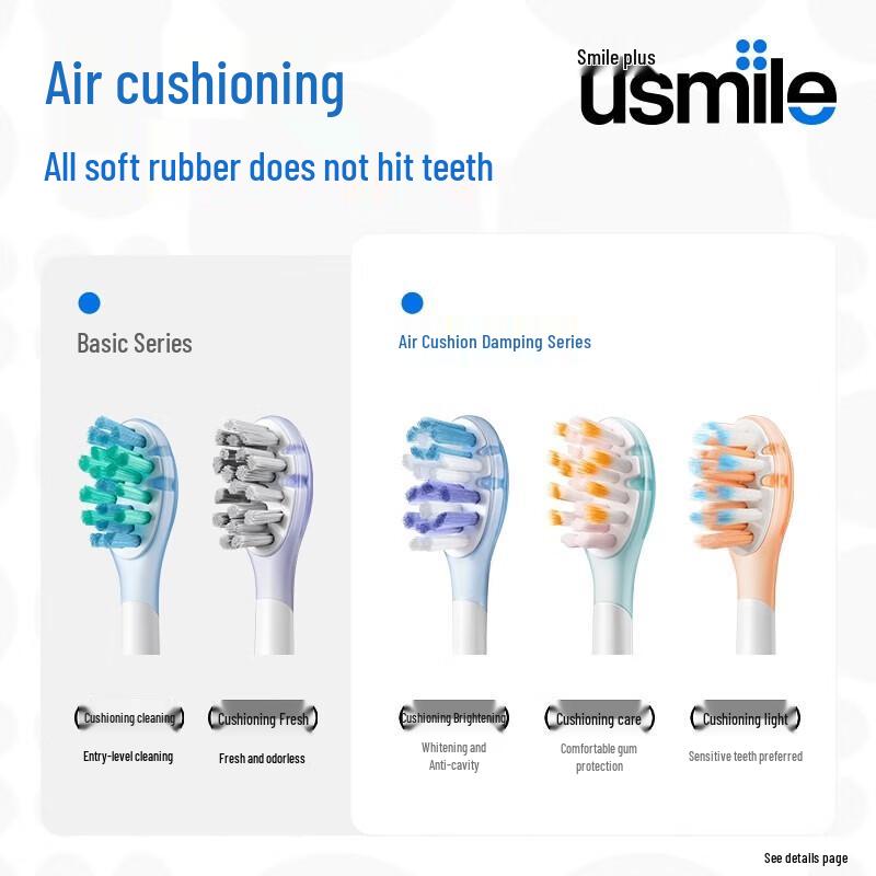 usmile Shock-Absorbing Whitening Toothbrush Heads CN Plug (adapter Included)
