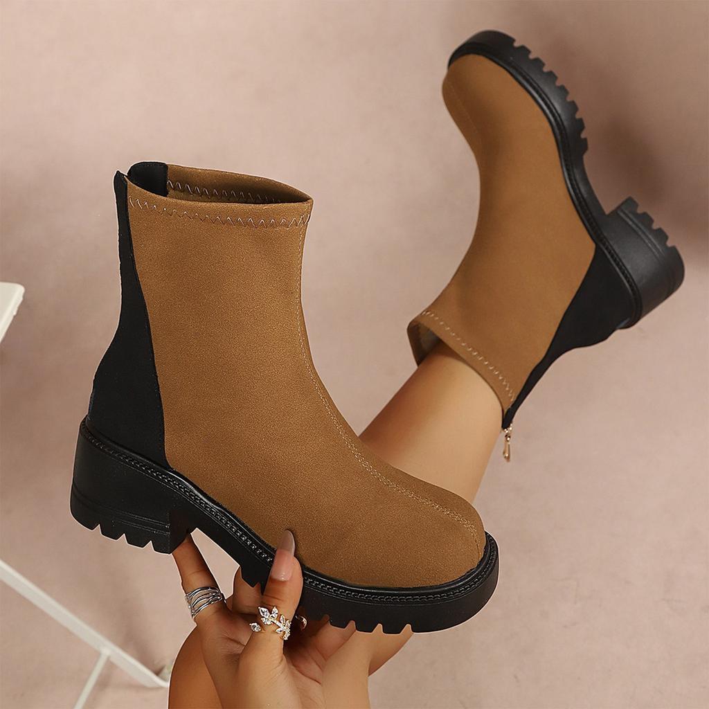 Women's Fall Winter Boots Round Toe Heel Pull- British Booties