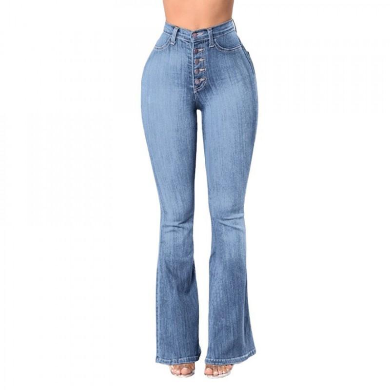High Waist Stretch Wide Leg Jeans Women Comfortable Office Casual Trousers Slim Fit Flared Denim Pants