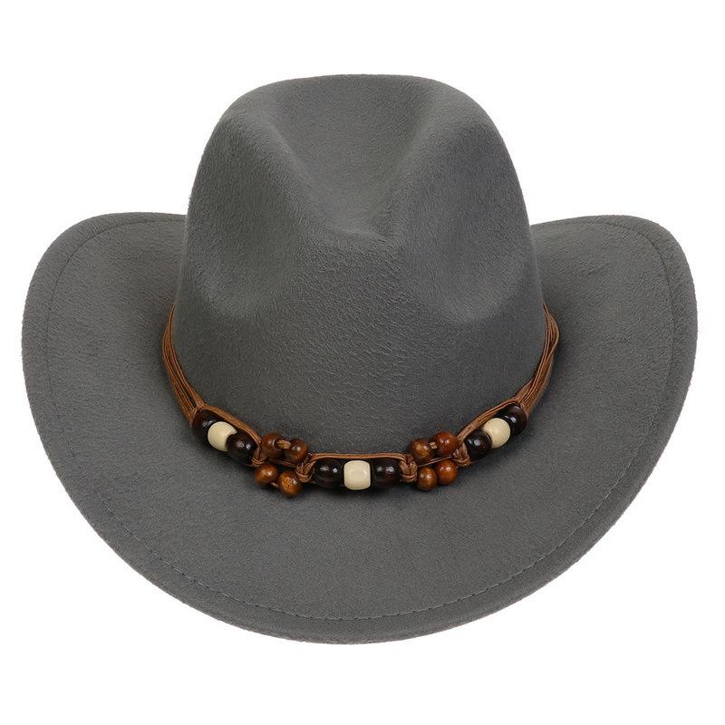 Western Cowboy Top Hat Spring And Autumn New Jazz Hat Big Brim Pentagram Belt Accessories Felt Hat Men And Women