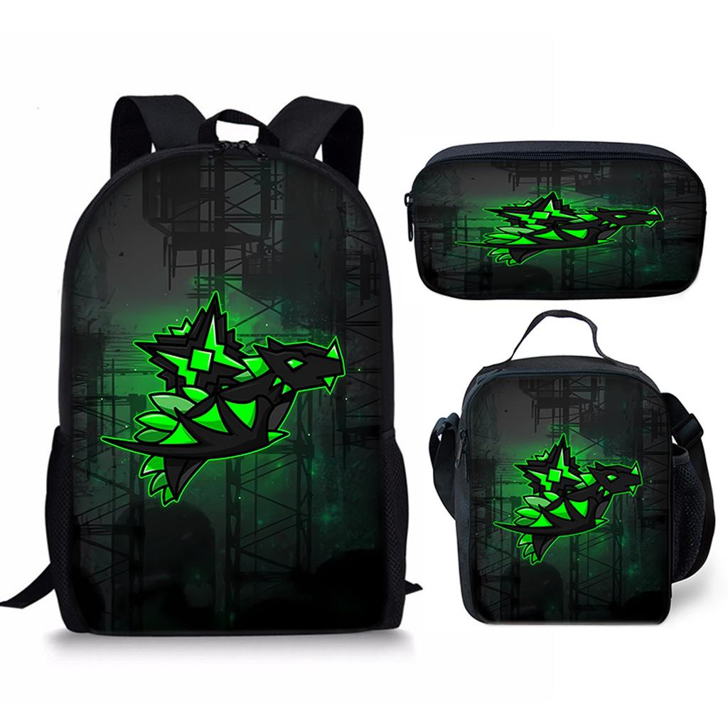 Hip Hop Popular Funny Geometry Dash 3D Print 3pcs/Set pupil School Bags Laptop Daypack Backpack Crossbody Lunch bag Pencil Case