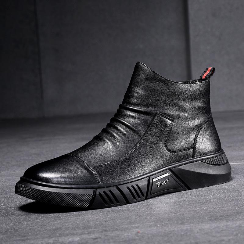 Boots In Autumn and Winter with Thick Fleece and Warm Midsole Men's British and British Short Boots Men's Shoes for Warmth and Cold Resistance