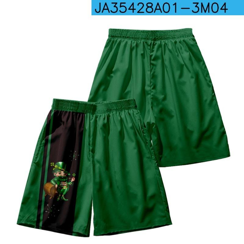 

Summer Beach Trend St. Patrick S Day Clover Element Large Size Loose Casual Hawaiian Shorts Men S